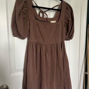 Altar'd State Mauve Dress with Puff Sleeves